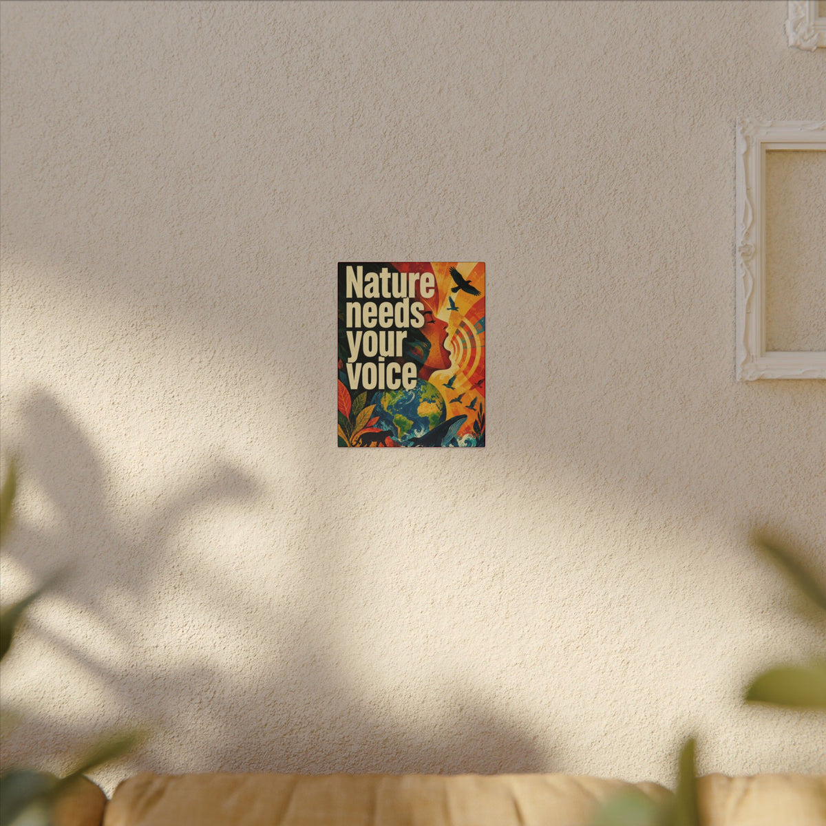 "NATURE NEEDS YOUR VOICE" (Contemporary art style). Earthsmart Eco Canvas Wall Art (Matte Stretched Print).