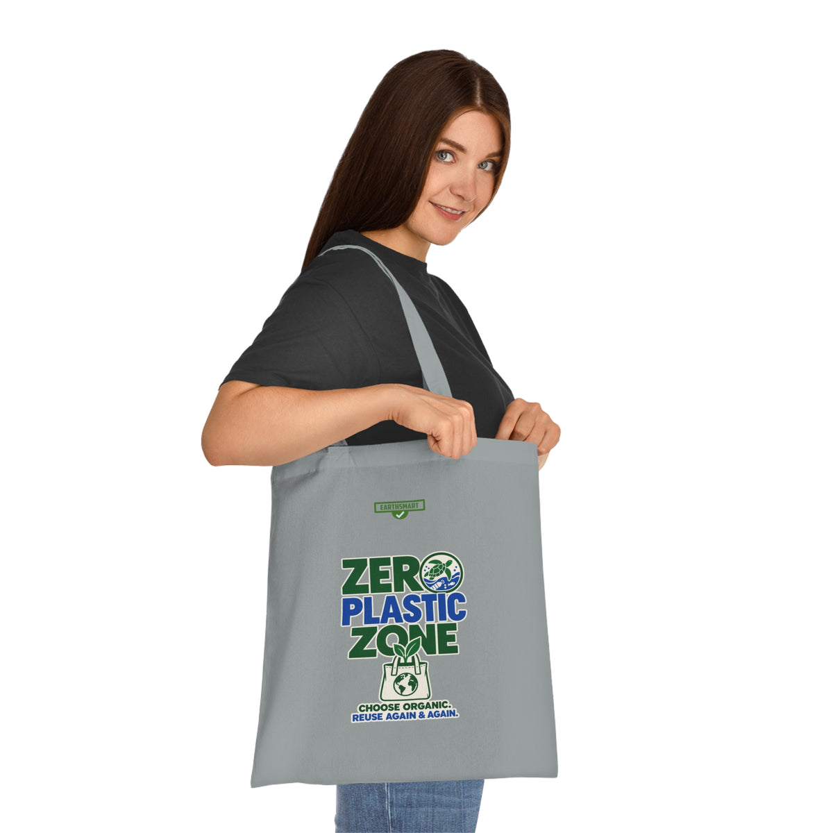 EARTHSMART 'ZERO PLASTIC ZONE' ECO TOTE BAG. 100% COTTON — (38cm x 42cm).