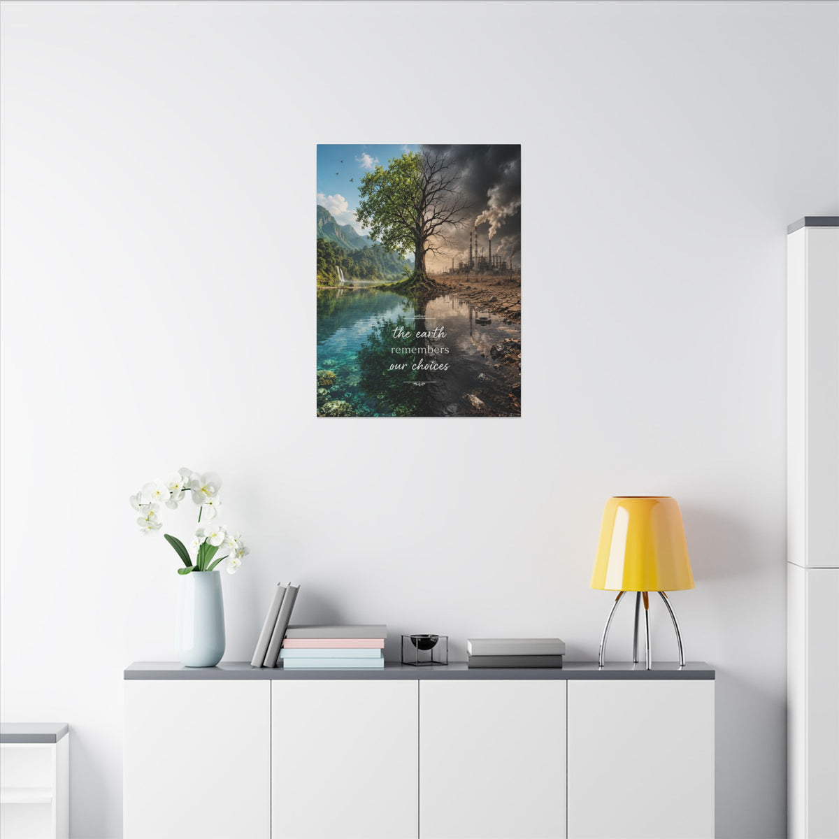 “THE EARTH REMEMBERS OUR CHOICES”. - Earthsmart Eco Art Wall Canvas.