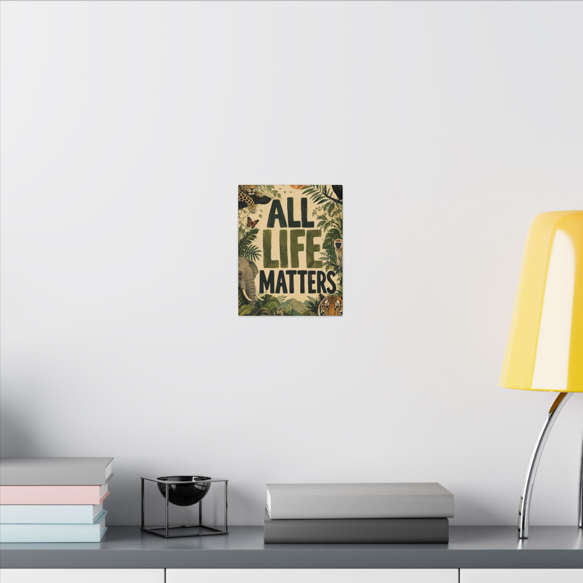 "ALL LIFE MATTERS" (Organic art style) Earthsmart Canvas Wall Art — Jungle Wildlife. (Matte Stretched Print)