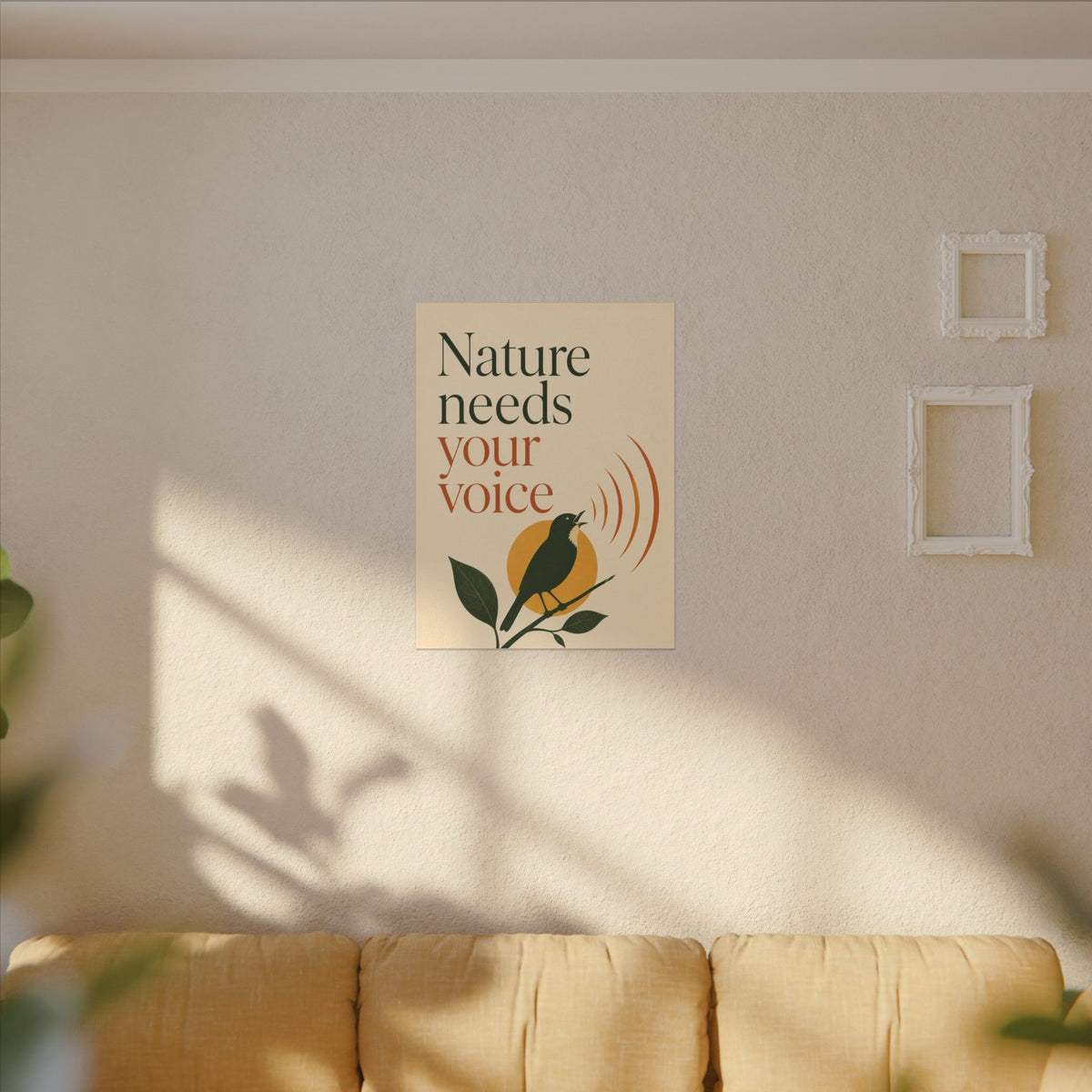 "NATURE NEEDS YOUR VOICE" (Minimalist art style). Earthsmart Eco Canvas Wall Art (Matte Stretched Print).