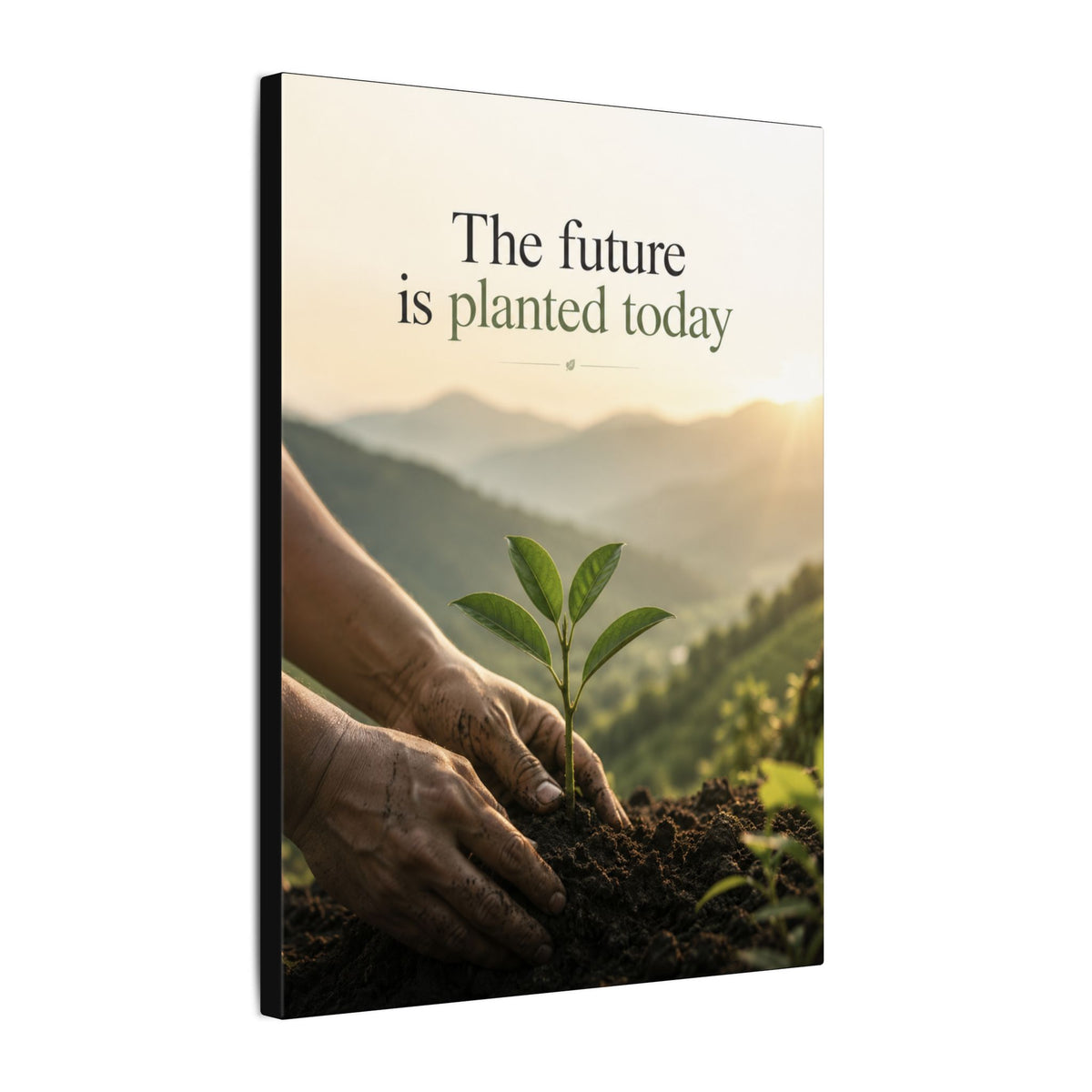 "THE FUTURE IS PLANTED TODAY". Earthsmart Eco Canvas Wall Art (Matte Stretched Print).