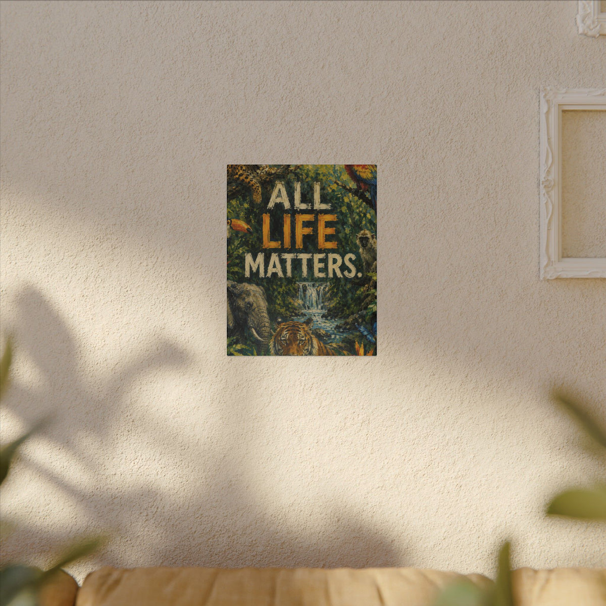 "ALL LIFE MATTERS" (Impressionist art style) — Earthsmart Canvas Wall Art. Jungle Wildlife. (Matte Stretched Print)