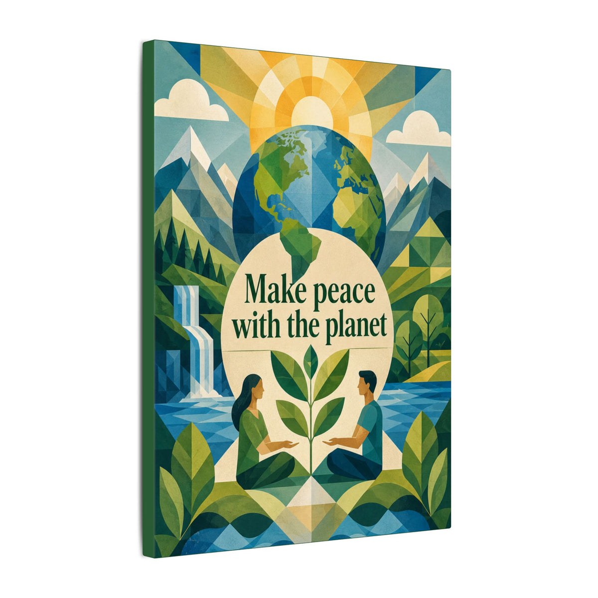 Copy of "MAKE PEACE WITH THE PLANET" (Minimalist art style). Earthsmart Eco Canvas Wall Art (Matte Stretched Print).