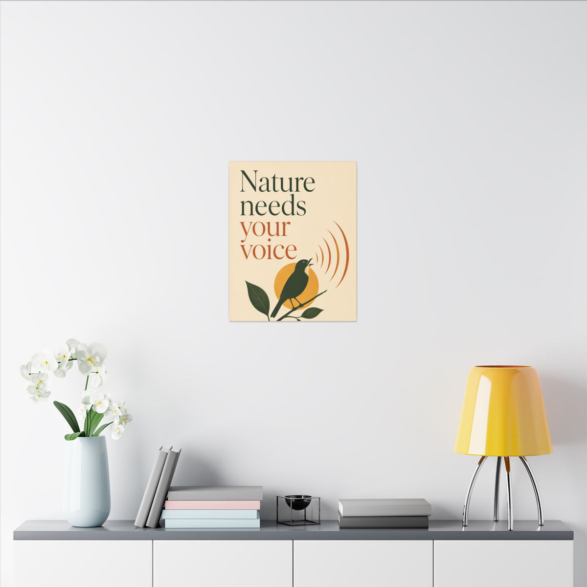 "NATURE NEEDS YOUR VOICE" (Minimalist art style). Earthsmart Eco Canvas Wall Art (Matte Stretched Print).