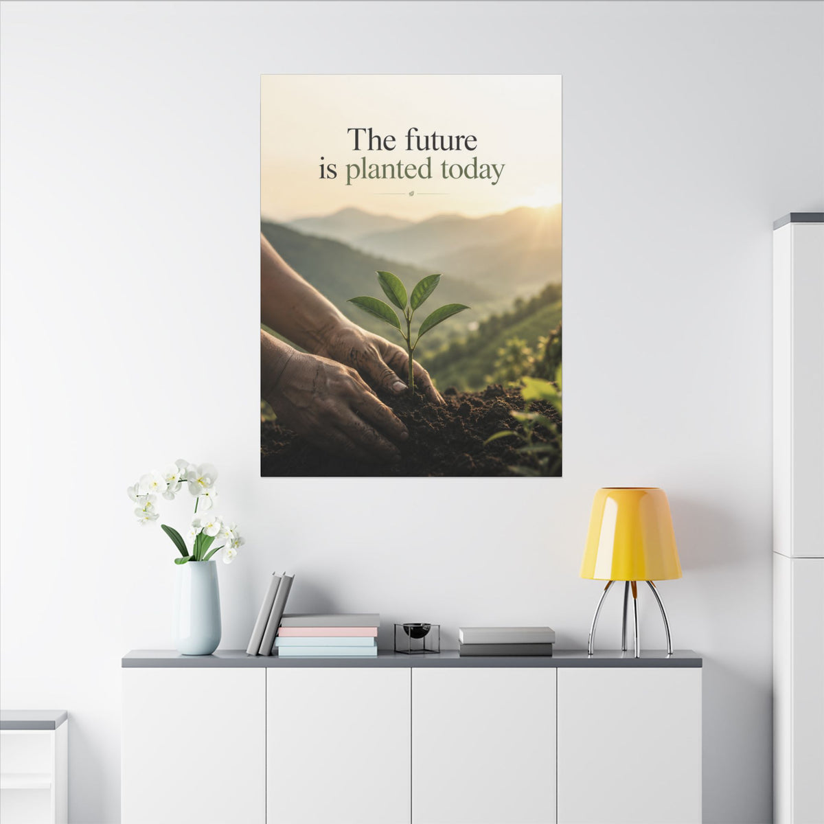"THE FUTURE IS PLANTED TODAY". Earthsmart Eco Canvas Wall Art (Matte Stretched Print).
