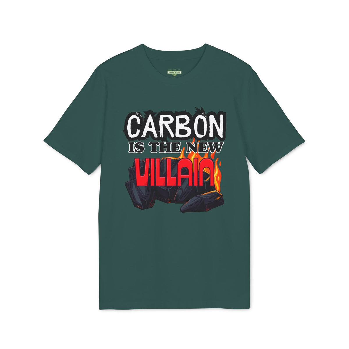Earthsmart 'EARTH MOOD' Tee — "CARBON IS THE NEW VILLIAN". (UNISEX).