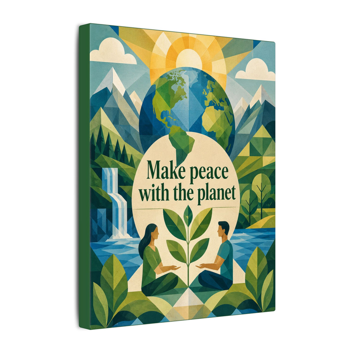 Copy of "MAKE PEACE WITH THE PLANET" (Minimalist art style). Earthsmart Eco Canvas Wall Art (Matte Stretched Print).