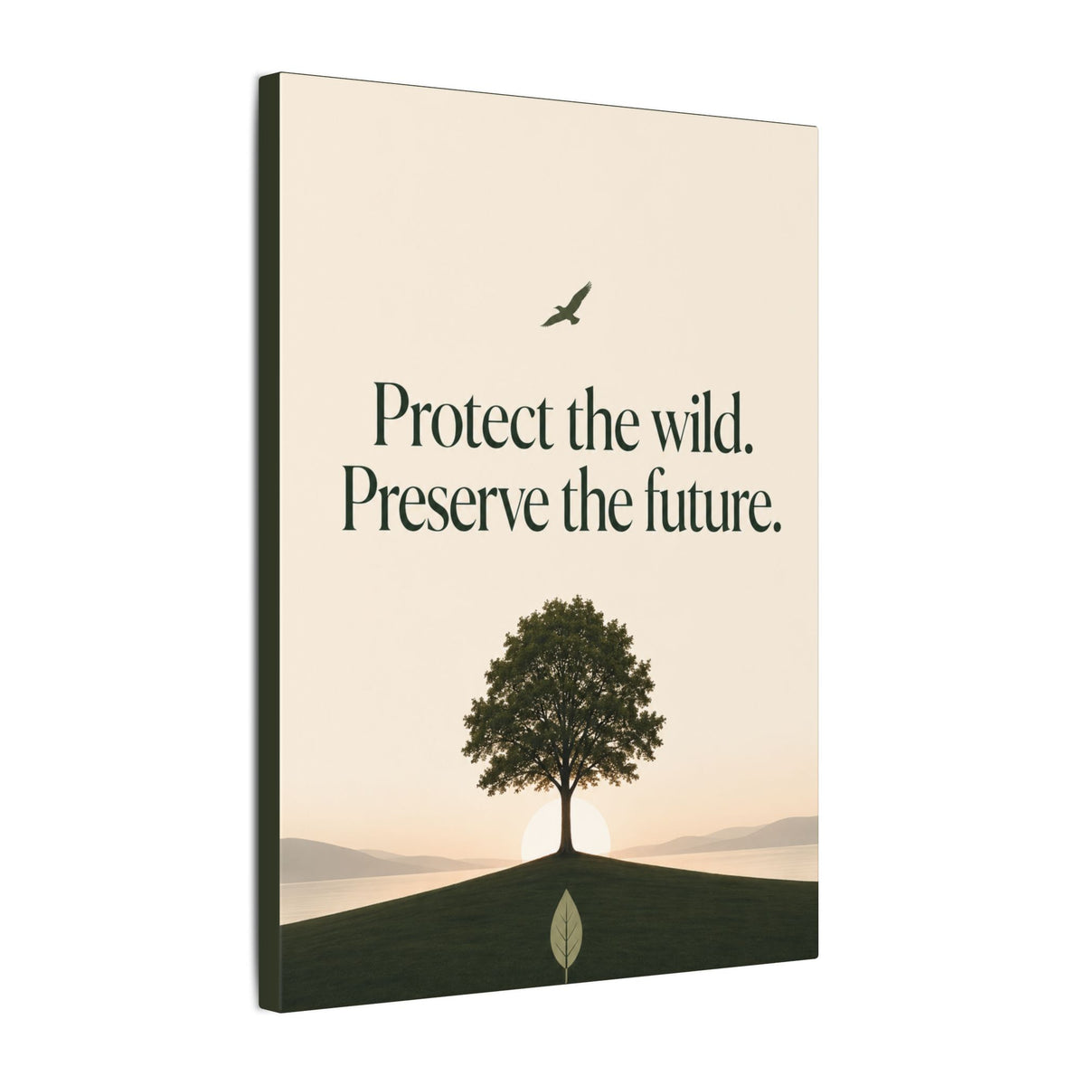 "PROTECT THE WILD PRESERVE THE FUTURE" (Minimalist art style). Earthsmart Eco Canvas Wall Art (Matte Stretched Print).