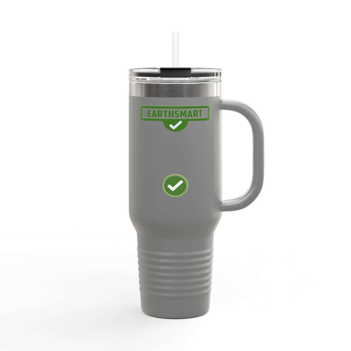 EARTHSMART ECO TUMBLER - 'ICONIC' LOGO version -  100% stainless steel (body), 100% recycled plastic (straw and lid).(1.8L - 40OZ)