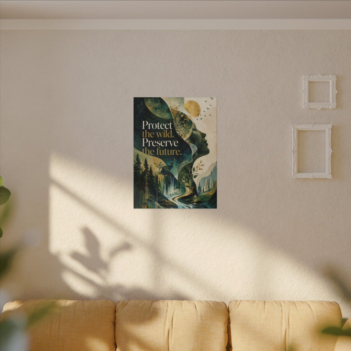 "PROTECT THE WILD PRESERVE THE FUTURE" (Abstract art style). Earthsmart Eco Canvas Wall Art (Matte Stretched Print).