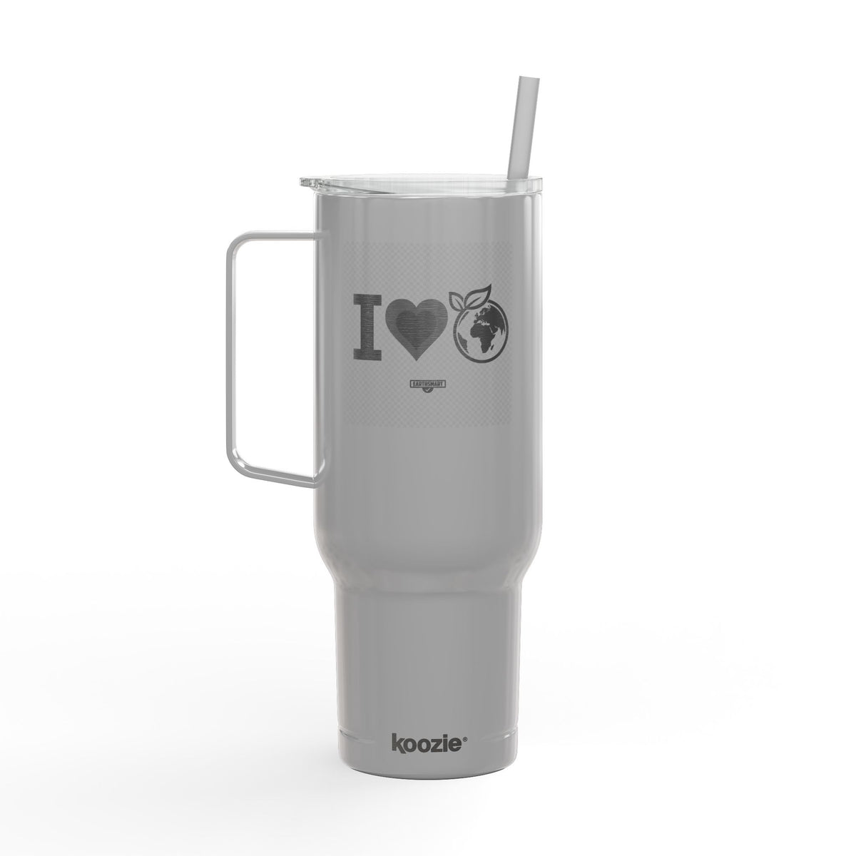 EARTHSMART Engraved Tumbler — 'I LOVE EARTH' RECYCLED STEEL & 100% RECYCLED PLASTIC. (1.8L - 40oz).