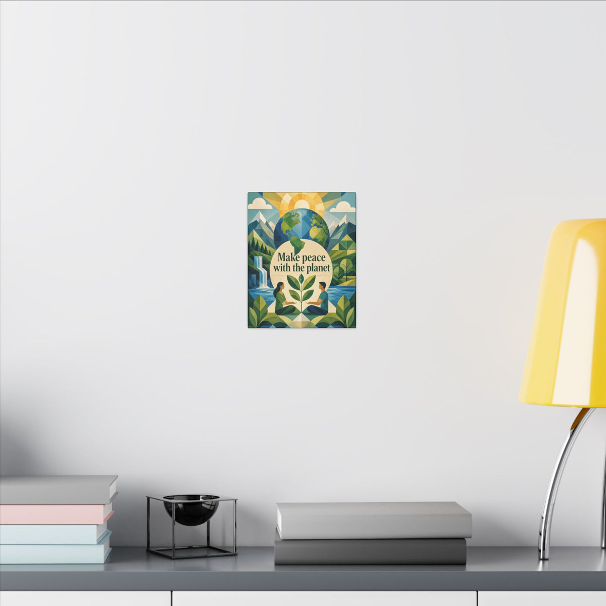 Copy of "MAKE PEACE WITH THE PLANET" (Minimalist art style). Earthsmart Eco Canvas Wall Art (Matte Stretched Print).
