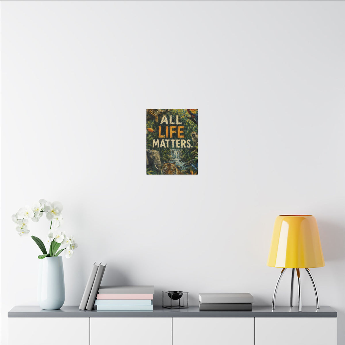 "ALL LIFE MATTERS" (Impressionist art style) — Earthsmart Canvas Wall Art. Jungle Wildlife. (Matte Stretched Print)