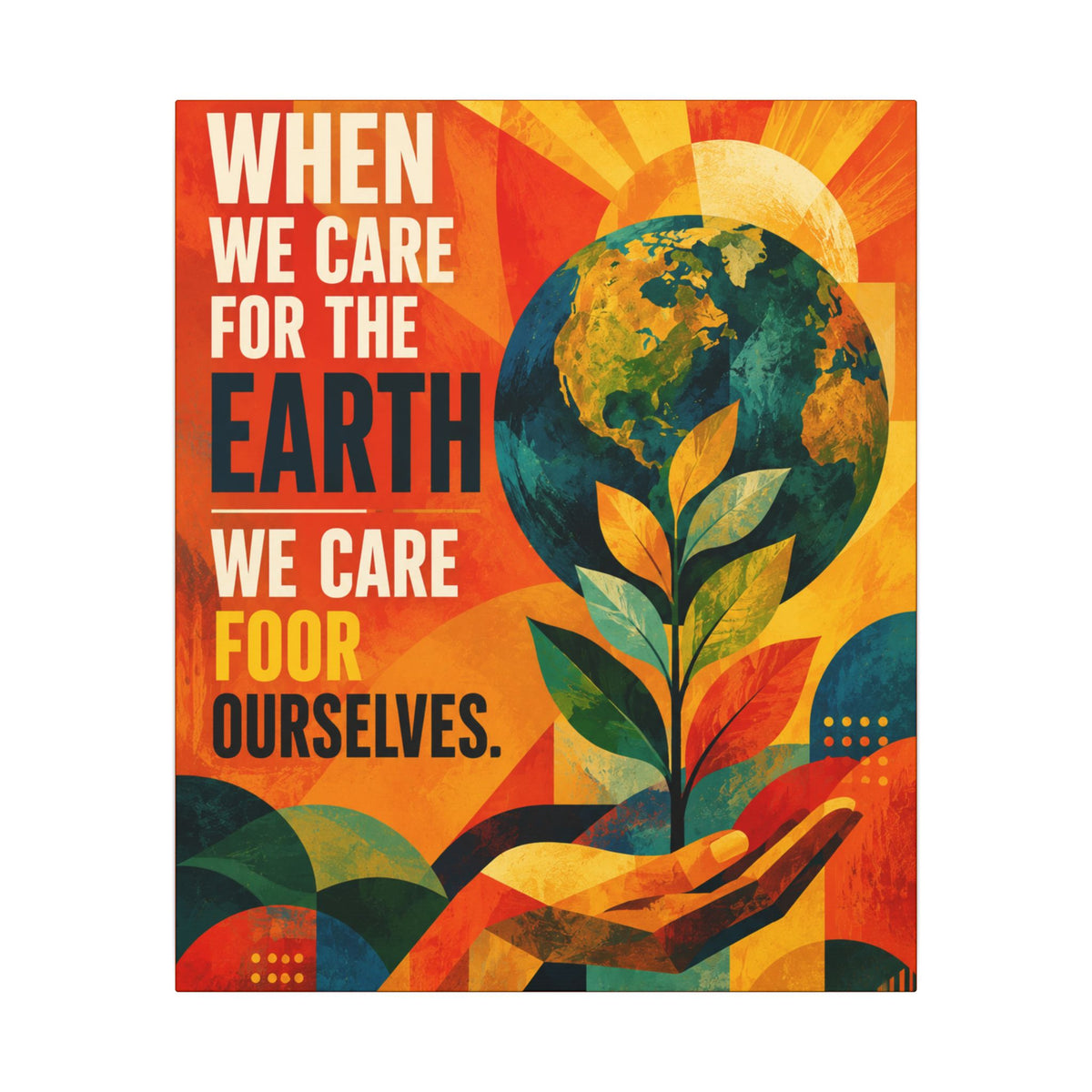 "WHEN WE CARE FOR EARTH, WE CARE FOR OUR SELVES" (Contemporary Abstract art). Earthsmart Eco Wall Art.