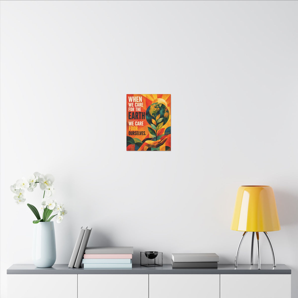 "WHEN WE CARE FOR EARTH, WE CARE FOR OUR SELVES" (Contemporary Abstract art). Earthsmart Eco Wall Art.