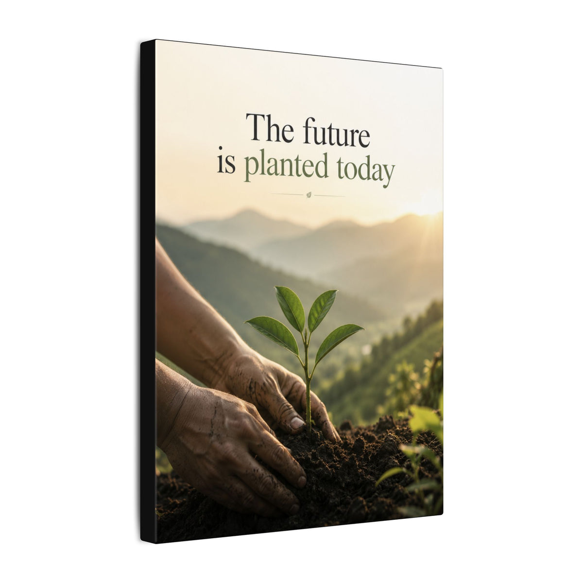 "THE FUTURE IS PLANTED TODAY". Earthsmart Eco Canvas Wall Art (Matte Stretched Print).