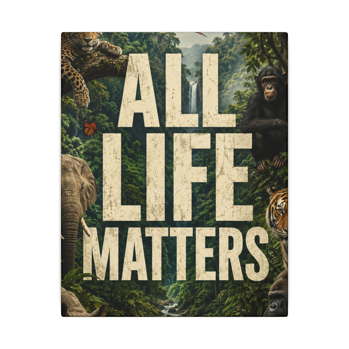 ALL LIFE MATTERS (Abstract art style) -  Earthsmart Canvas Wall Art. Jungle Wildlife ((Matte Stretched Print).