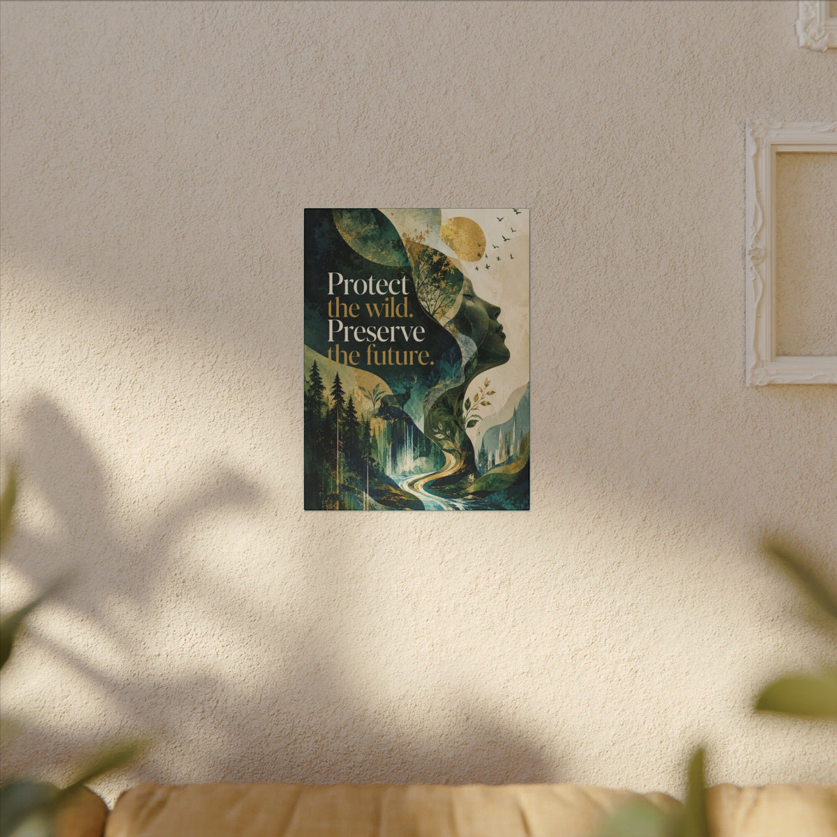 "PROTECT THE WILD PRESERVE THE FUTURE" (Abstract art style). Earthsmart Eco Canvas Wall Art (Matte Stretched Print).