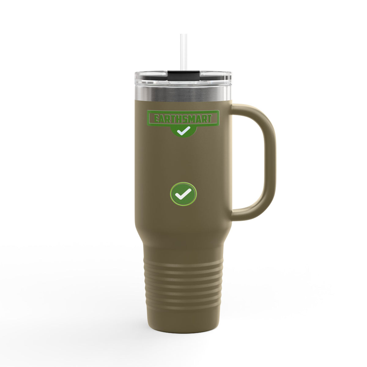 EARTHSMART ECO TUMBLER - 'ICONIC' LOGO version -  100% stainless steel (body), 100% recycled plastic (straw and lid).(1.8L - 40OZ)