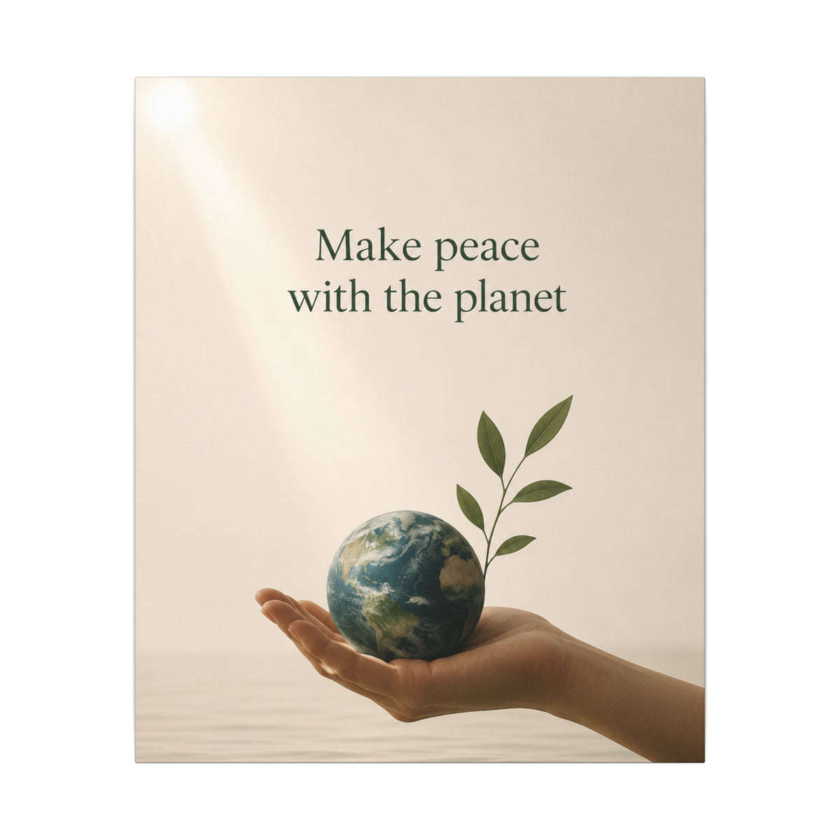 "MAKE PEACE WITH THE PLANET" (Minimalist art style). Earthsmart Eco Canvas Wall Art (Matte Stretched Print).