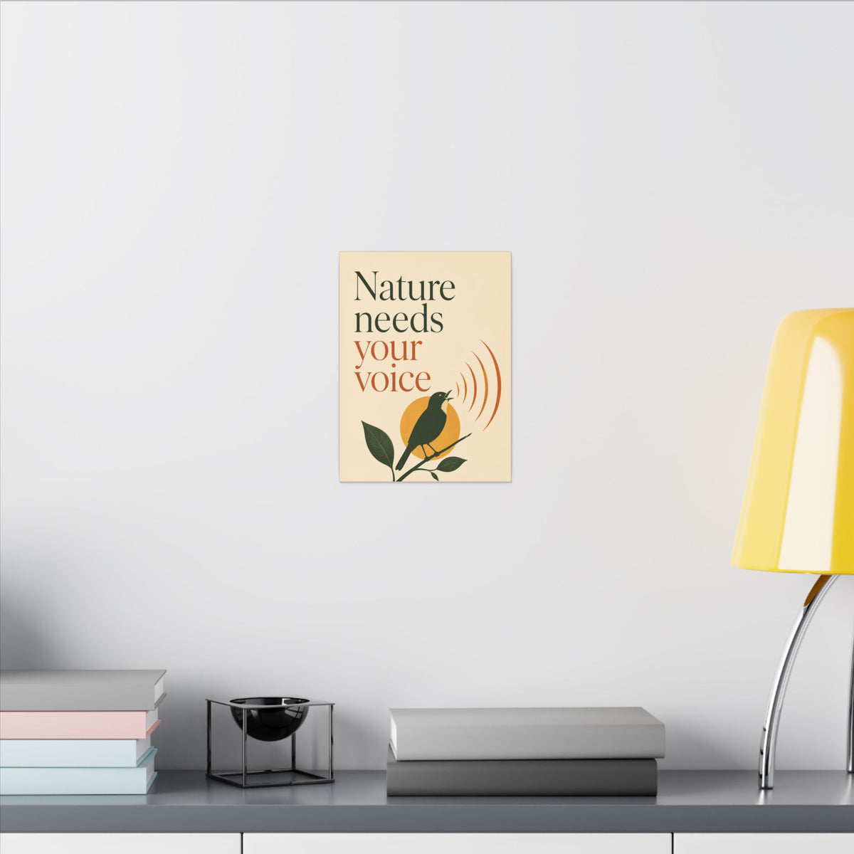 "NATURE NEEDS YOUR VOICE" (Minimalist art style). Earthsmart Eco Canvas Wall Art (Matte Stretched Print).