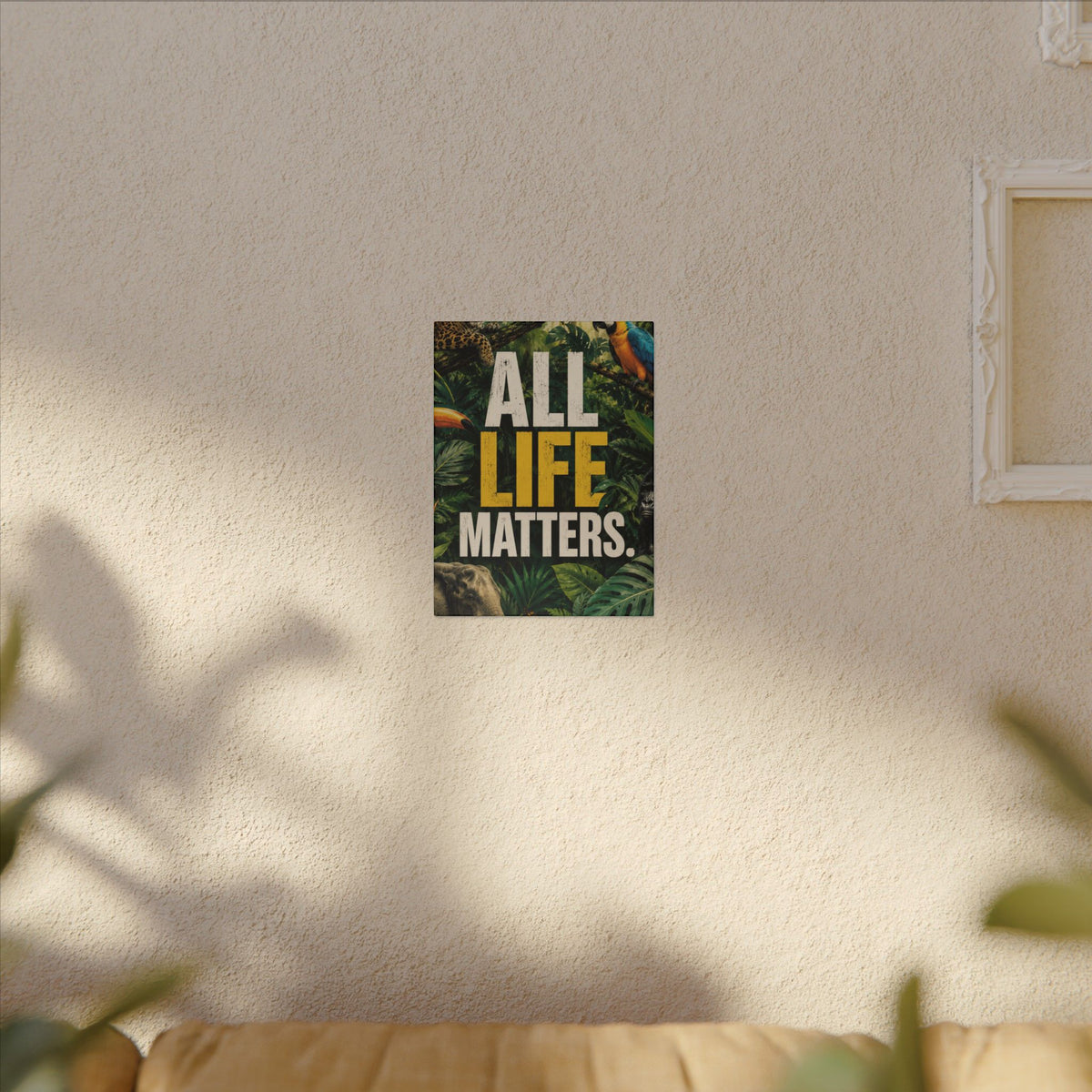 "ALL LIFE MATTERS" (Realist art style)  — Earthsmart Canvas Wall Art. Jungle Wildlife (Matte Stretched Canvas).