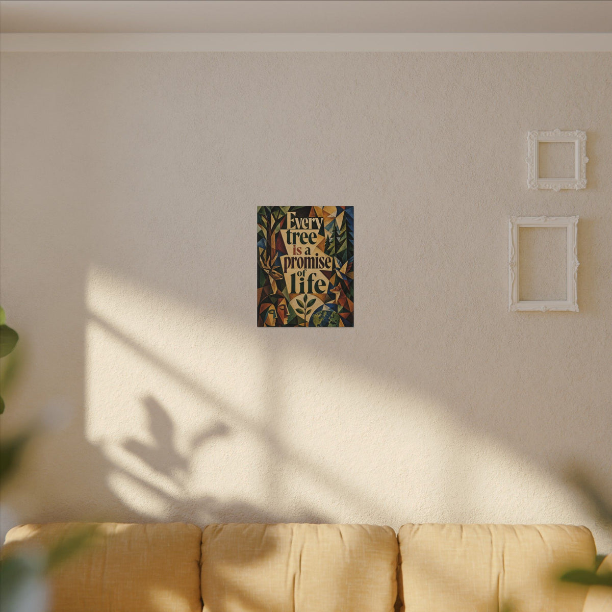 "EVERY TREE IS A PROMISE OF LIFE" (Cubist art style). Earthsmart Eco Canvas Wall Art (Matte Stretched Print).