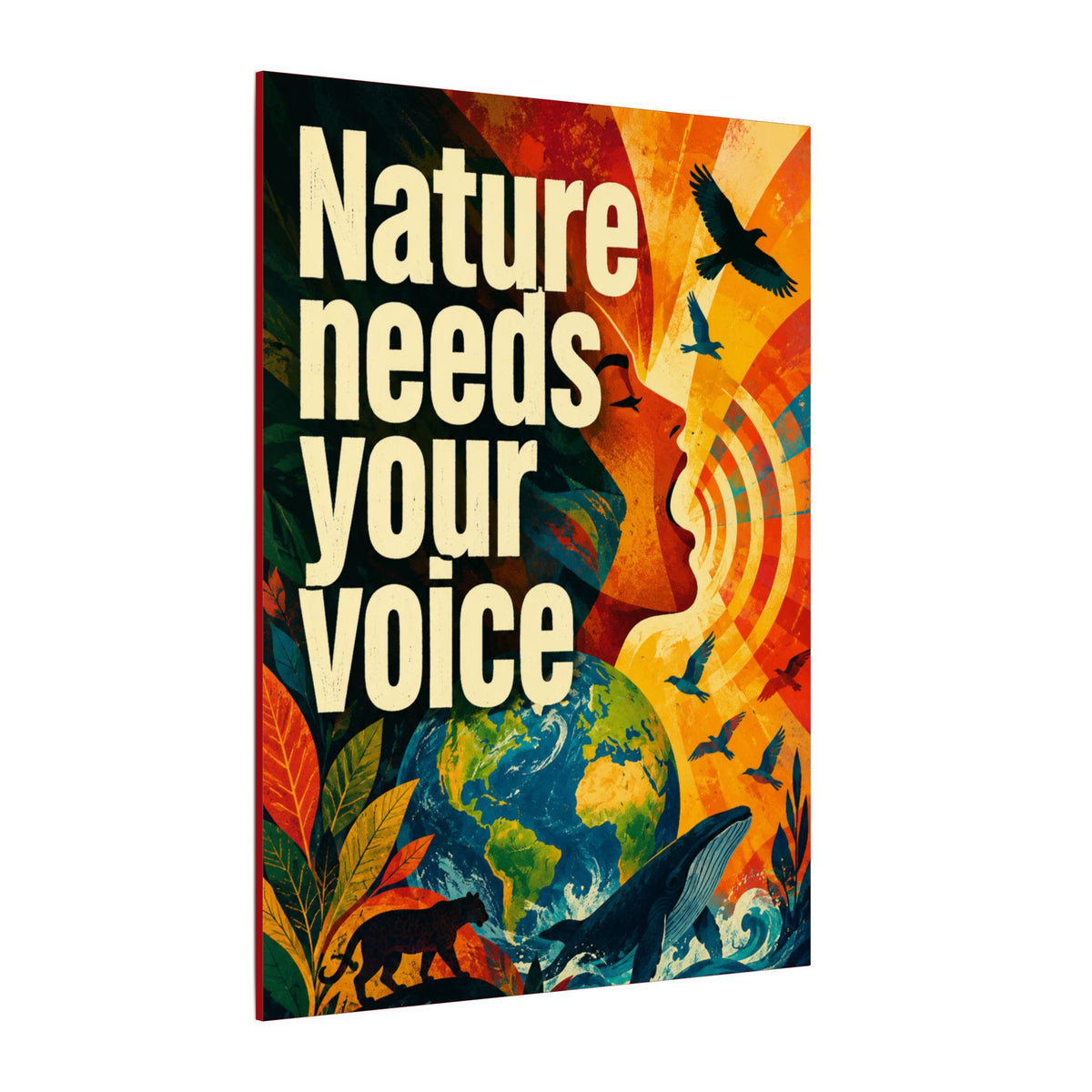 "NATURE NEEDS YOUR VOICE" (Contemporary art style). Earthsmart Eco Canvas Wall Art (Matte Stretched Print).