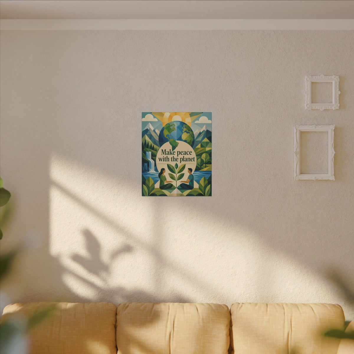 Copy of "MAKE PEACE WITH THE PLANET" (Minimalist art style). Earthsmart Eco Canvas Wall Art (Matte Stretched Print).