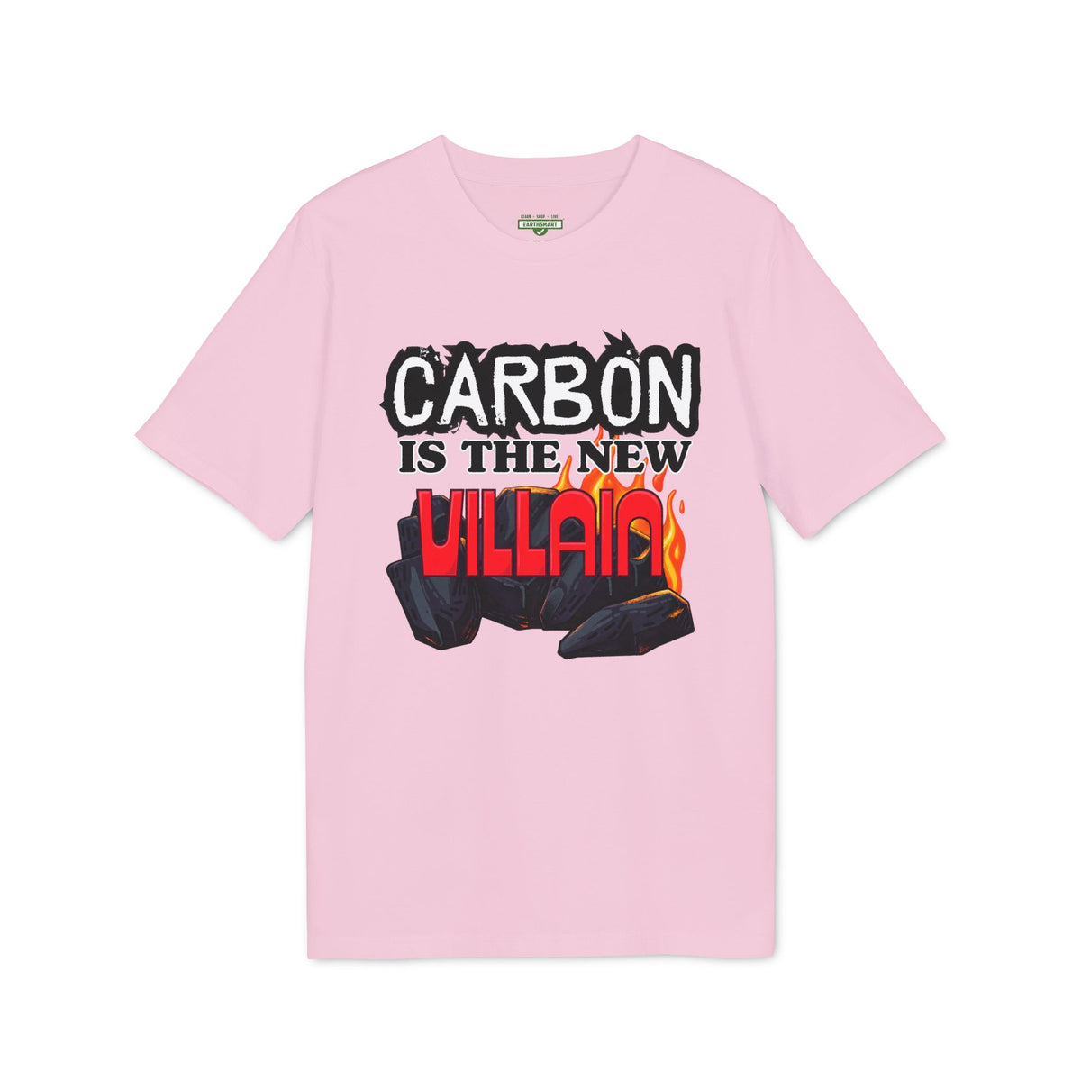 Earthsmart 'EARTH MOOD' Tee — "CARBON IS THE NEW VILLIAN". (UNISEX).