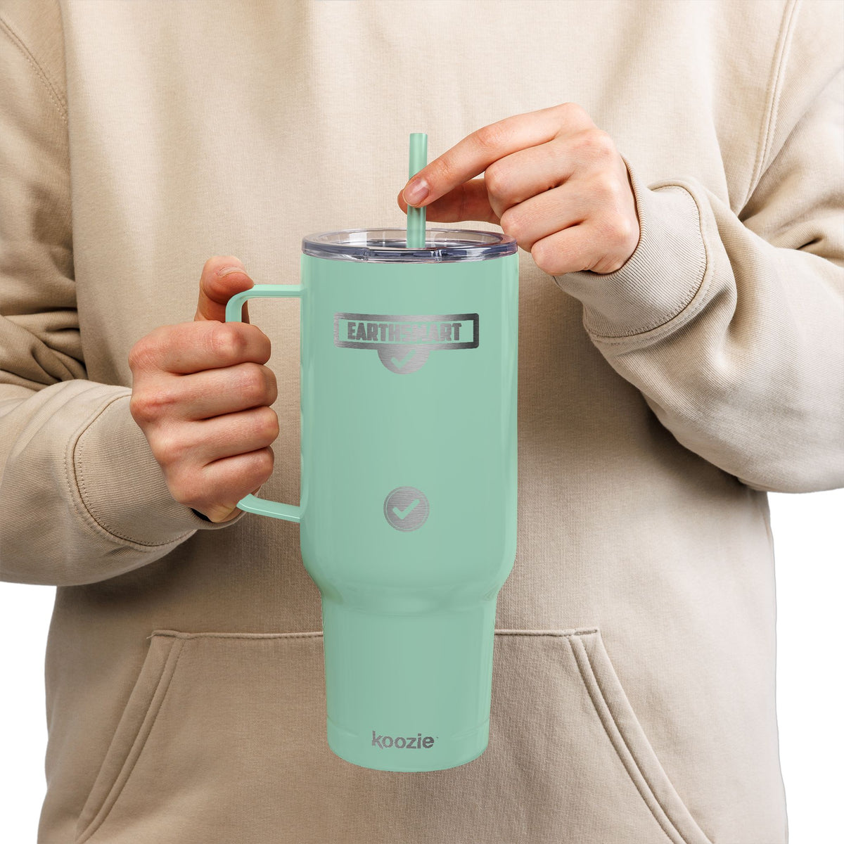 EARTHSMART Engraved Tumbler — 'ICONIC' LOGO -  RECYCLED STEEL & 100% RECYCLED PLASTIC. (1.82L).