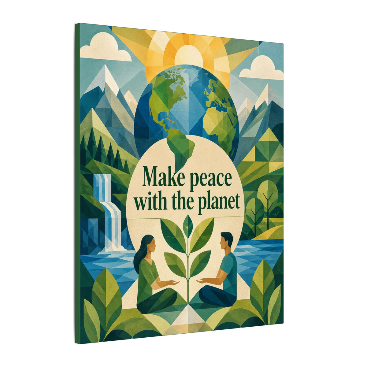 Copy of "MAKE PEACE WITH THE PLANET" (Minimalist art style). Earthsmart Eco Canvas Wall Art (Matte Stretched Print).
