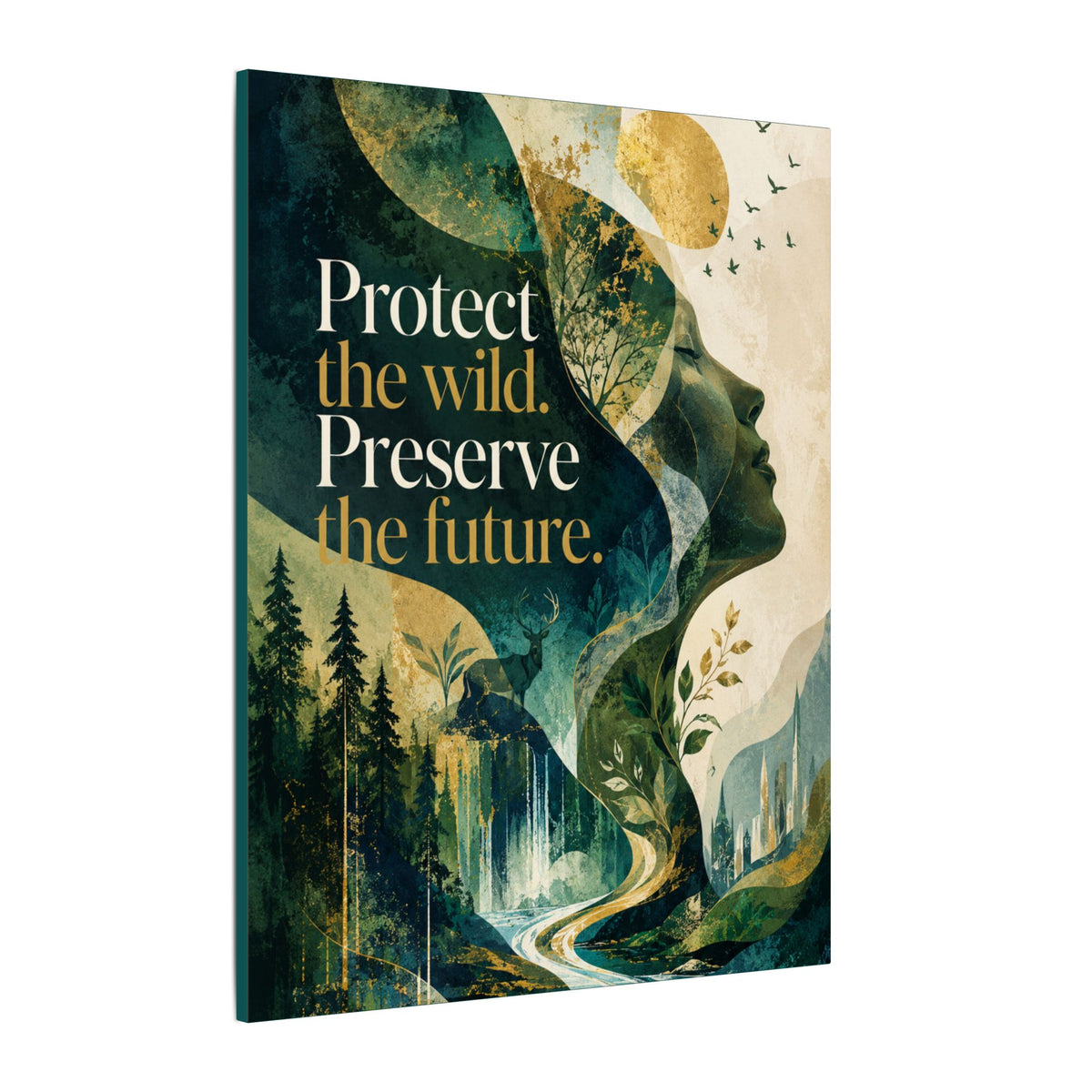"PROTECT THE WILD PRESERVE THE FUTURE" (Abstract art style). Earthsmart Eco Canvas Wall Art (Matte Stretched Print).