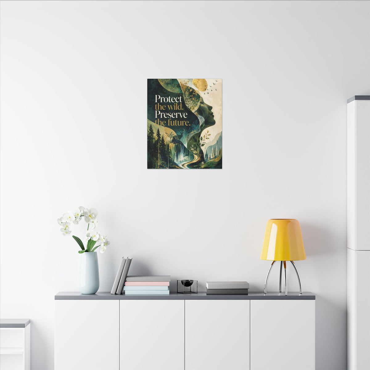 "PROTECT THE WILD PRESERVE THE FUTURE" (Abstract art style). Earthsmart Eco Canvas Wall Art (Matte Stretched Print).