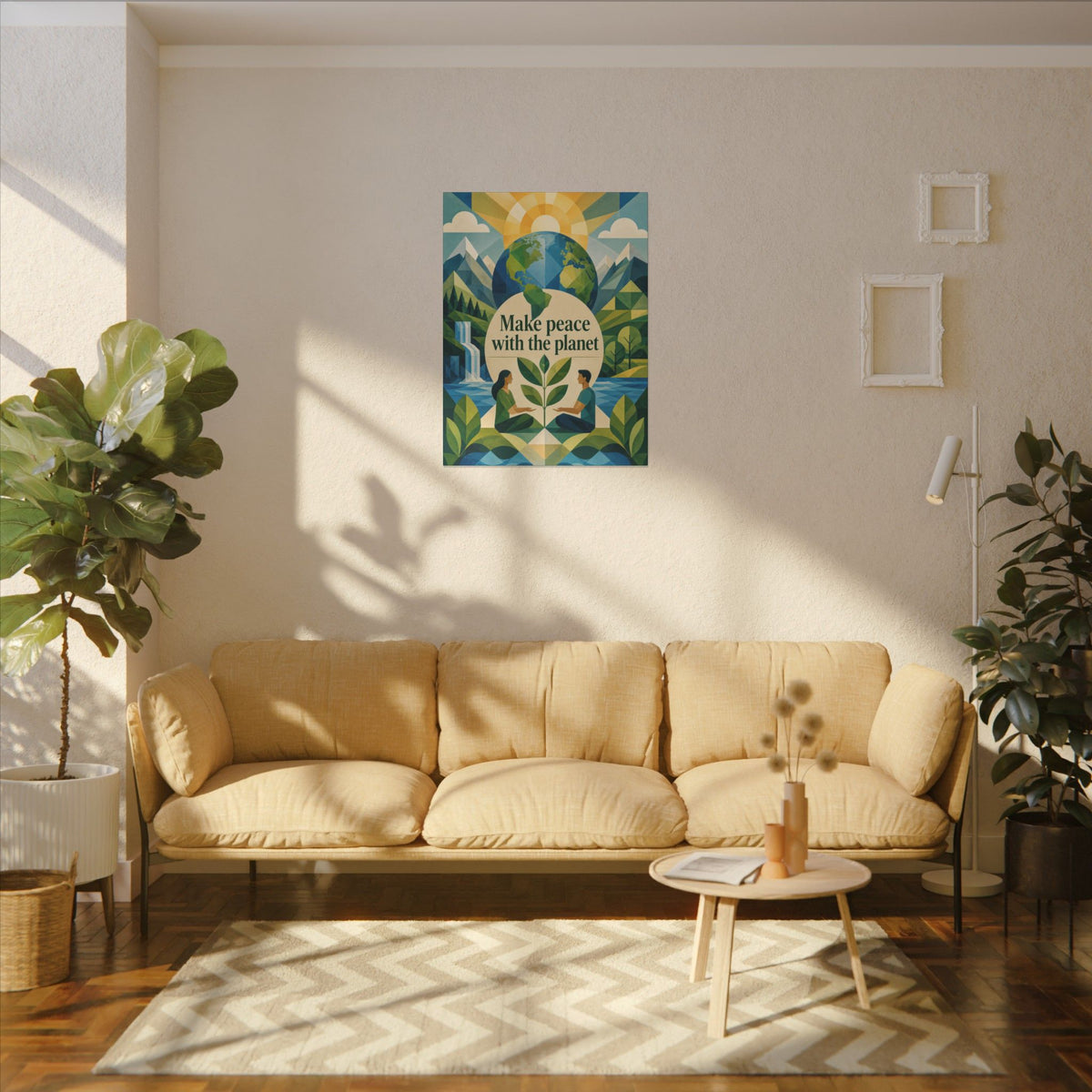 Copy of "MAKE PEACE WITH THE PLANET" (Minimalist art style). Earthsmart Eco Canvas Wall Art (Matte Stretched Print).