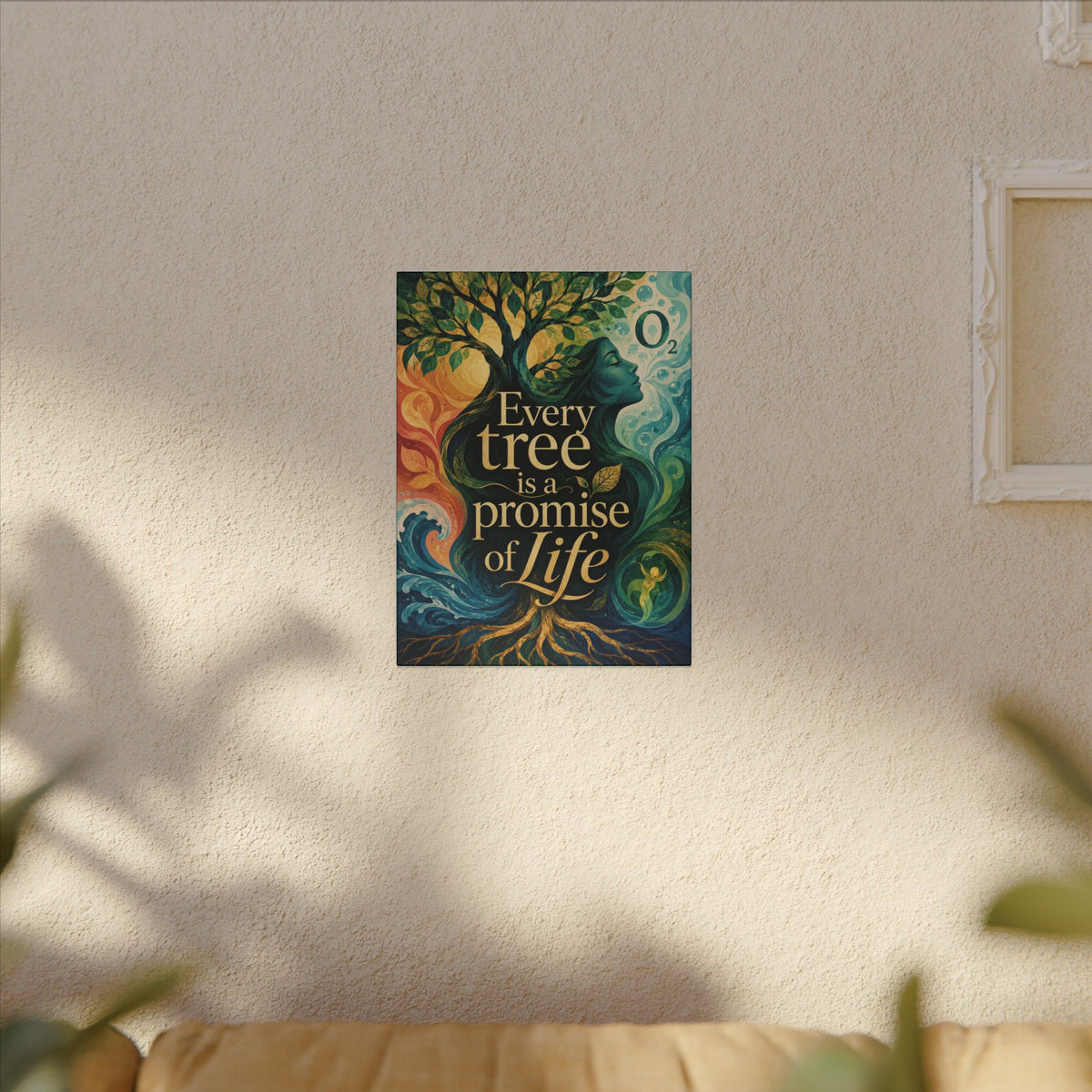 "EVERY TREE IS A PROMISE OF LIFE" (Contemporary art style). Earthsmart Eco Canvas Wall Art (Matte Stretched Print).