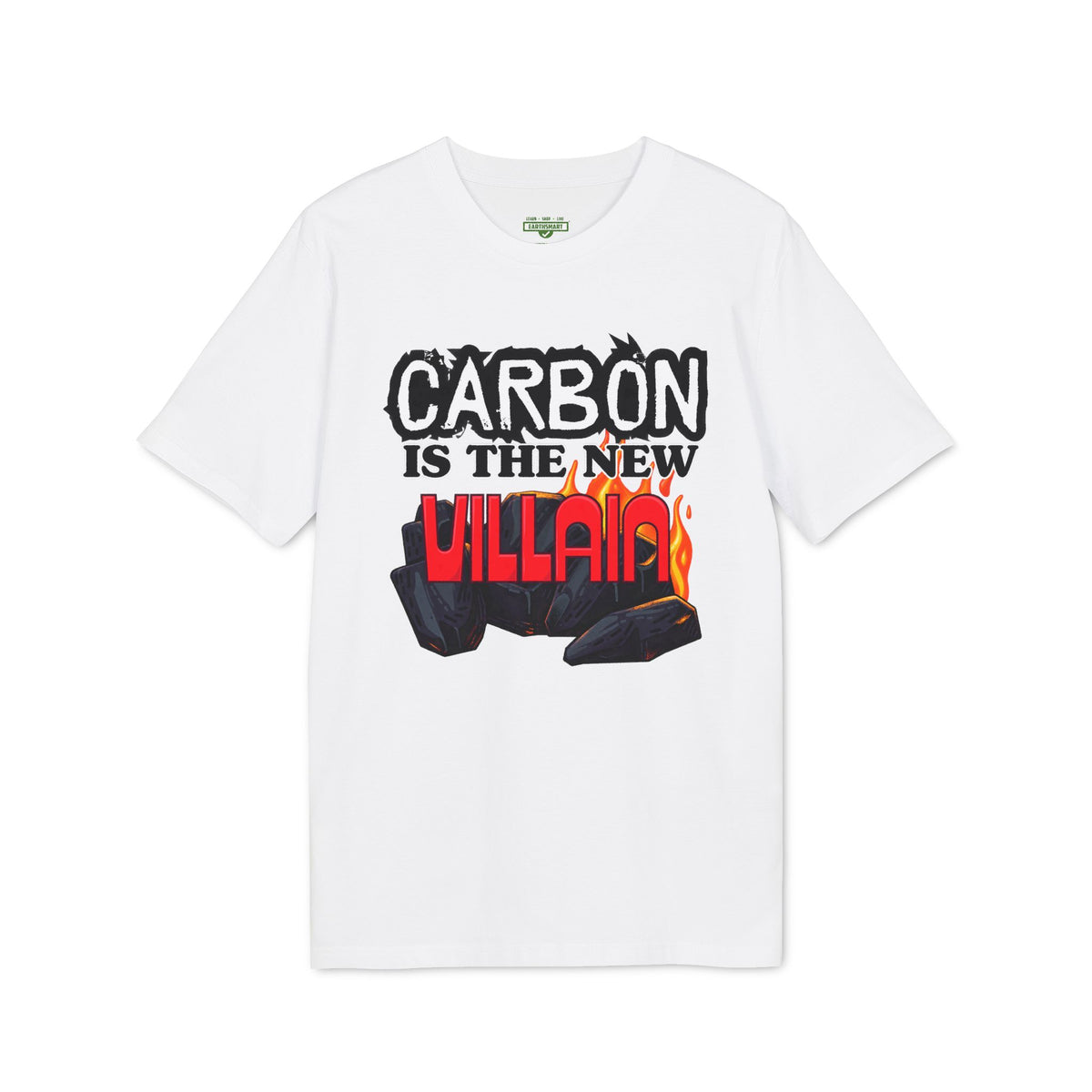 Earthsmart 'EARTH MOOD' Tee — "CARBON IS THE NEW VILLIAN". (UNISEX).