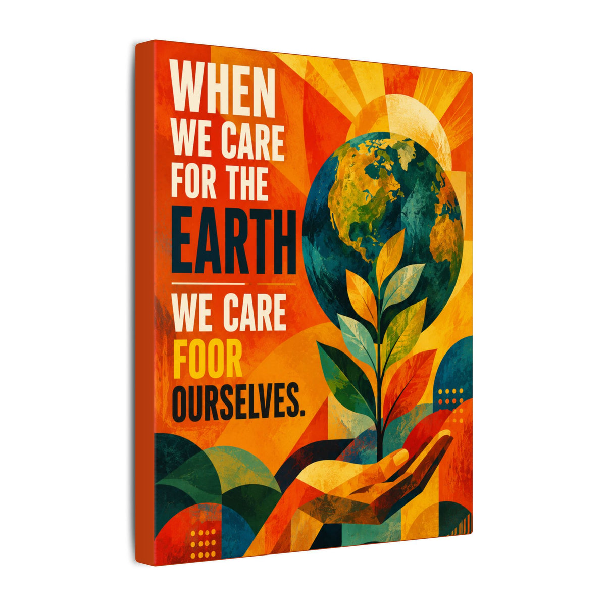 "WHEN WE CARE FOR EARTH, WE CARE FOR OUR SELVES" (Contemporary Abstract art). Earthsmart Eco Wall Art.