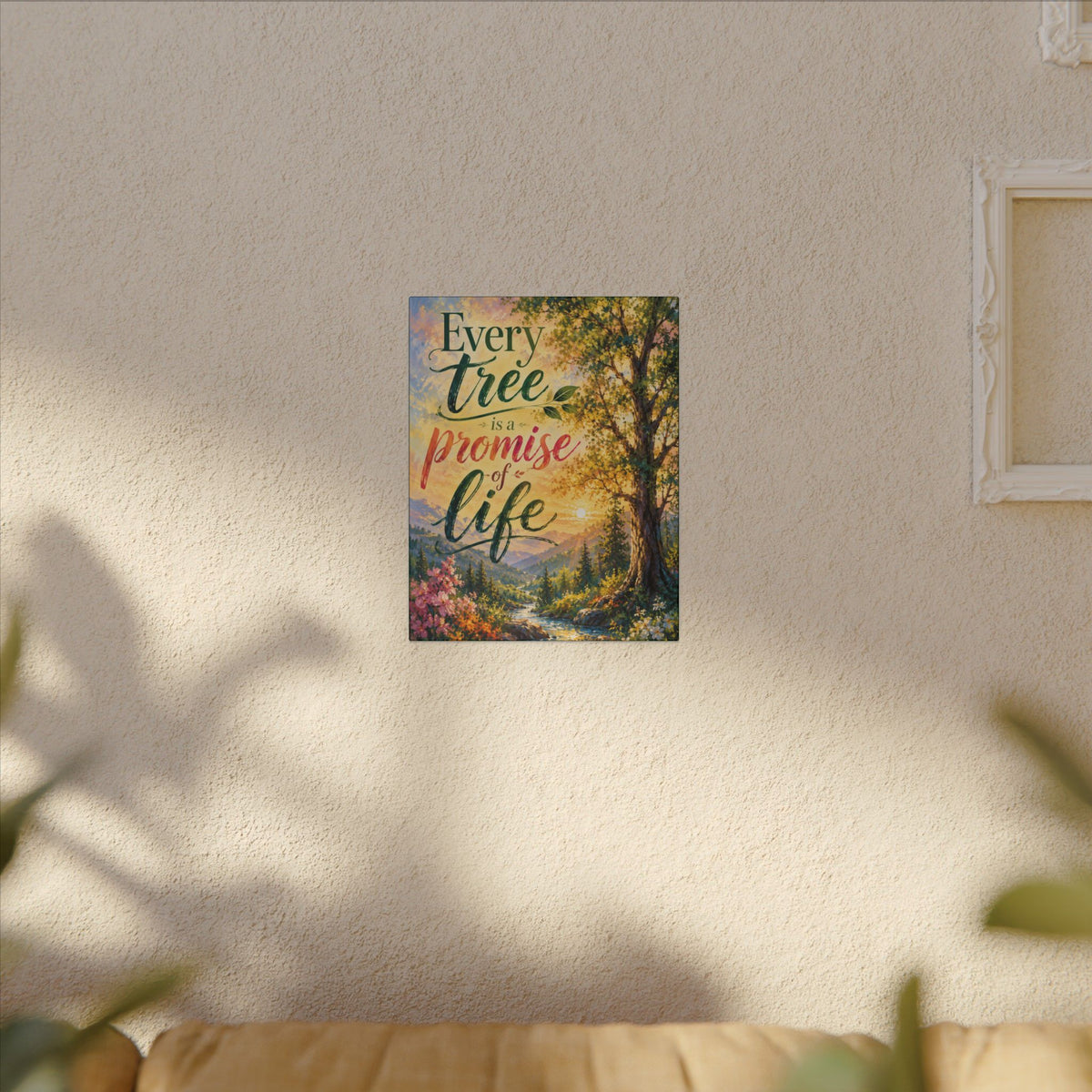 "EVERY TREE IS A PROMISE OF LIFE" (Impressionist art style). Earthsmart Eco Wall Art. (Stretched Canvas Print).