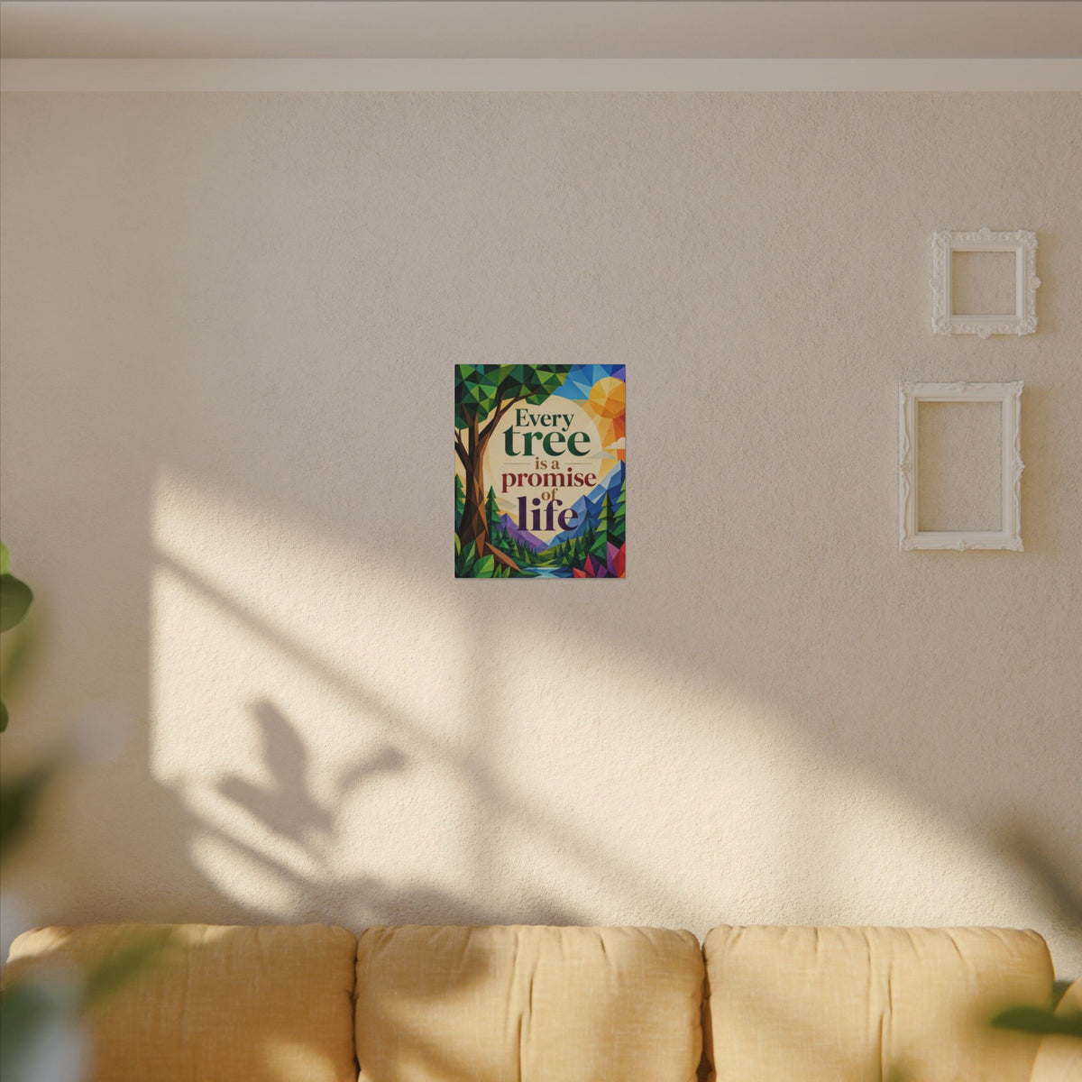 "EVERY TREE IS A PROMISE OF LIFE" (Geometric art style). Earthsmart Eco Canvas Wall Art (Matte Stretched Print).