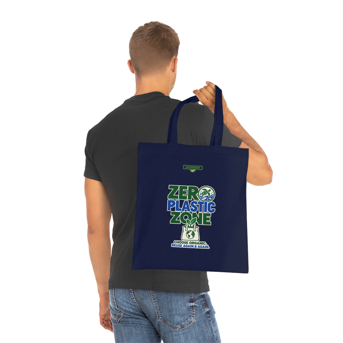 EARTHSMART 'ZERO PLASTIC ZONE' ECO TOTE BAG. 100% COTTON — (38cm x 42cm).