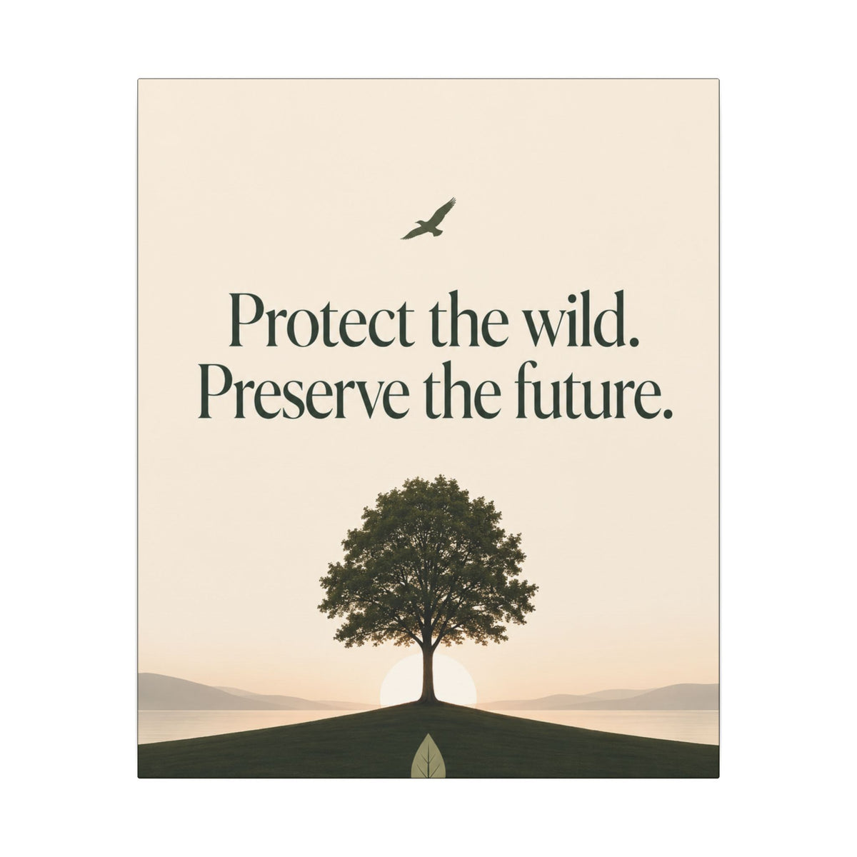 "PROTECT THE WILD PRESERVE THE FUTURE" (Minimalist art style). Earthsmart Eco Canvas Wall Art (Matte Stretched Print).