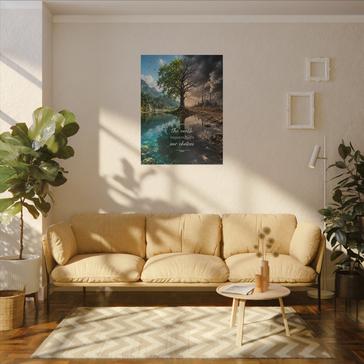 “THE EARTH REMEMBERS OUR CHOICES”. - Earthsmart Eco Art Wall Canvas.
