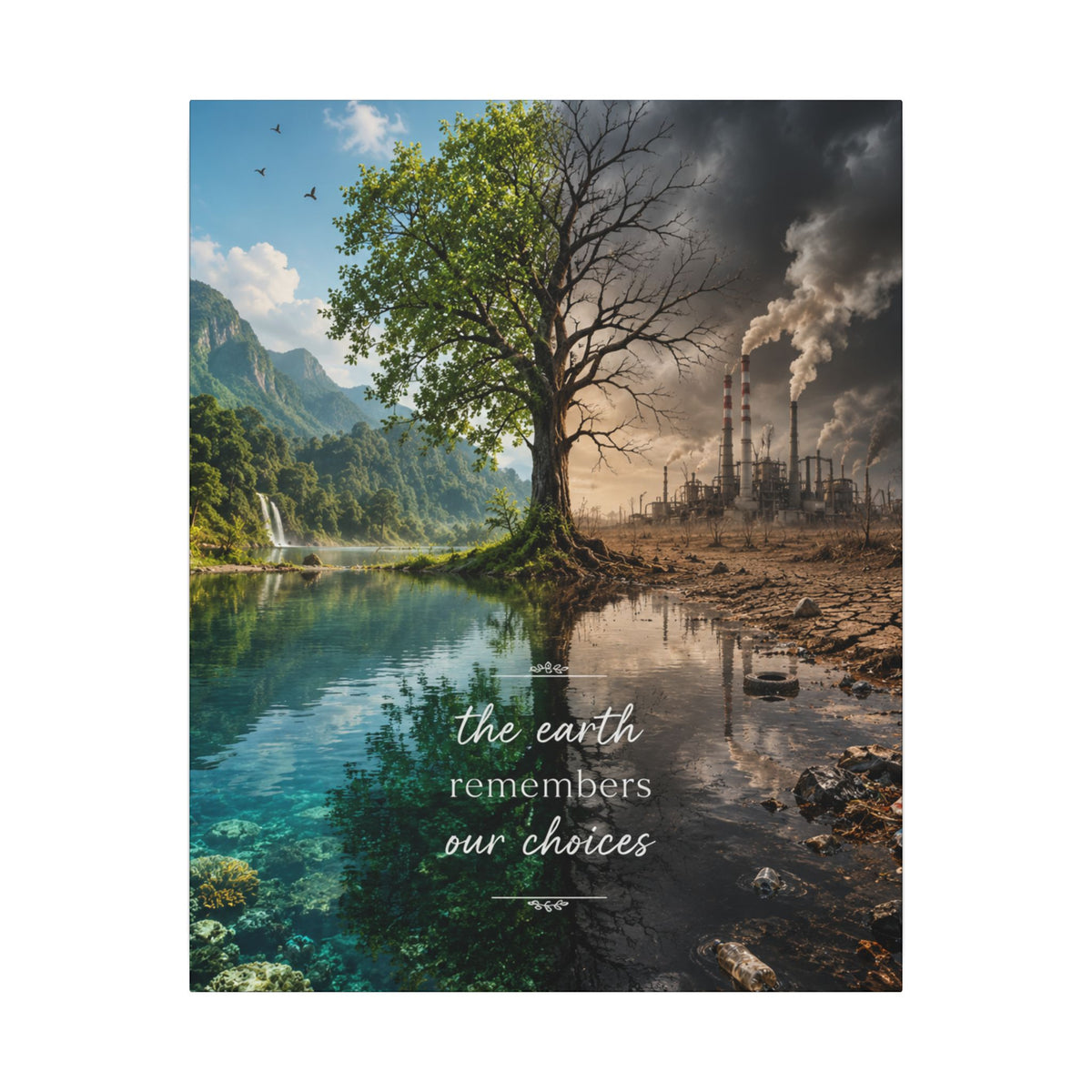 “THE EARTH REMEMBERS OUR CHOICES”. - Earthsmart Eco Art Wall Canvas.