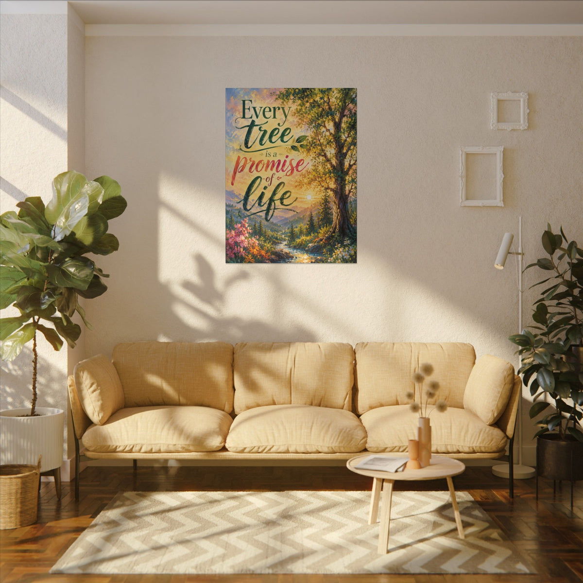 "EVERY TREE IS A PROMISE OF LIFE" (Impressionist art style). Earthsmart Eco Wall Art. (Stretched Canvas Print).