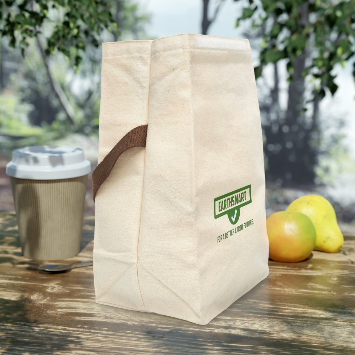 EARTHSMART Eco-Friendly Insulated Lunch Tote with Strap - Canvas Lunch Bag.