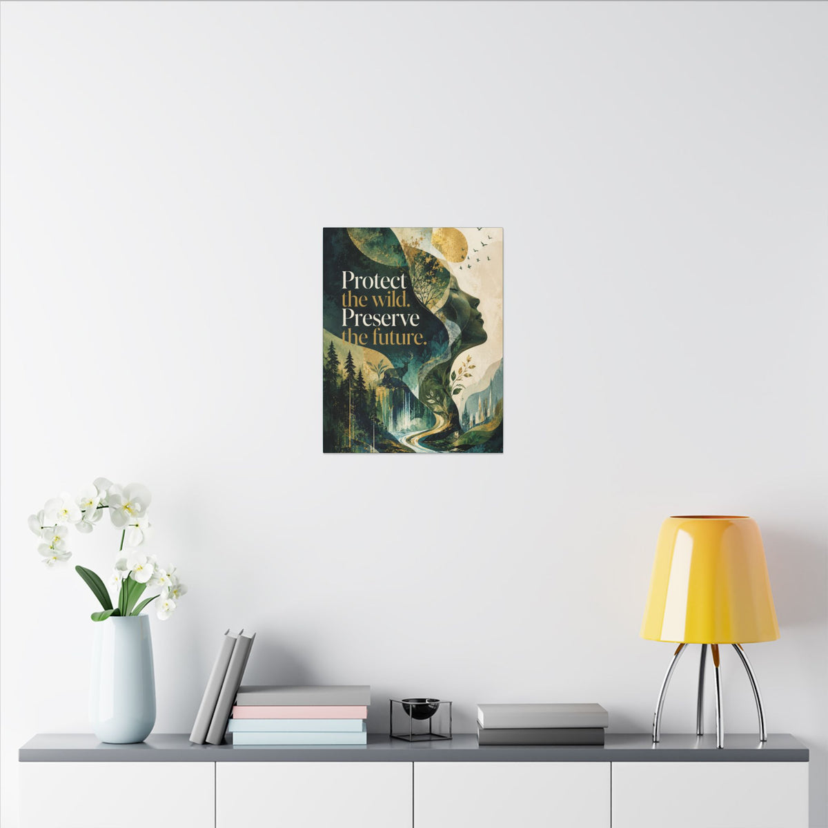 "PROTECT THE WILD PRESERVE THE FUTURE" (Abstract art style). Earthsmart Eco Canvas Wall Art (Matte Stretched Print).