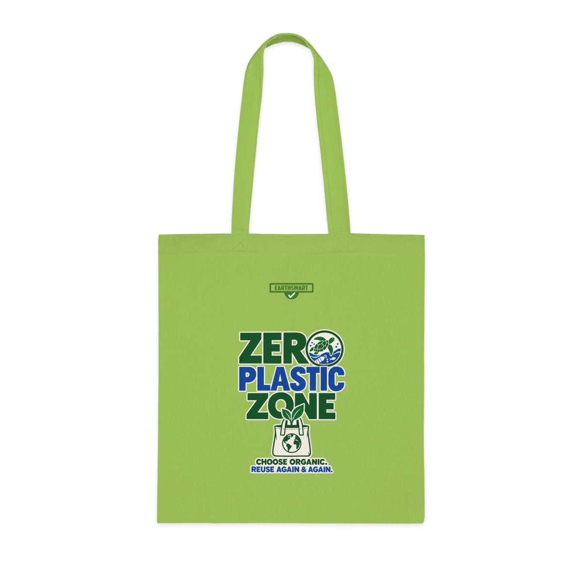 EARTHSMART 'ZERO PLASTIC ZONE' ECO TOTE BAG. 100% COTTON — (38cm x 42cm).