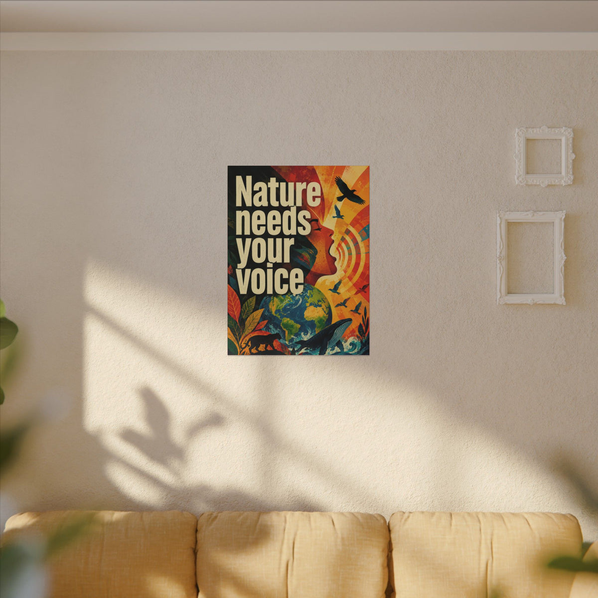 "NATURE NEEDS YOUR VOICE" (Contemporary art style). Earthsmart Eco Canvas Wall Art (Matte Stretched Print).